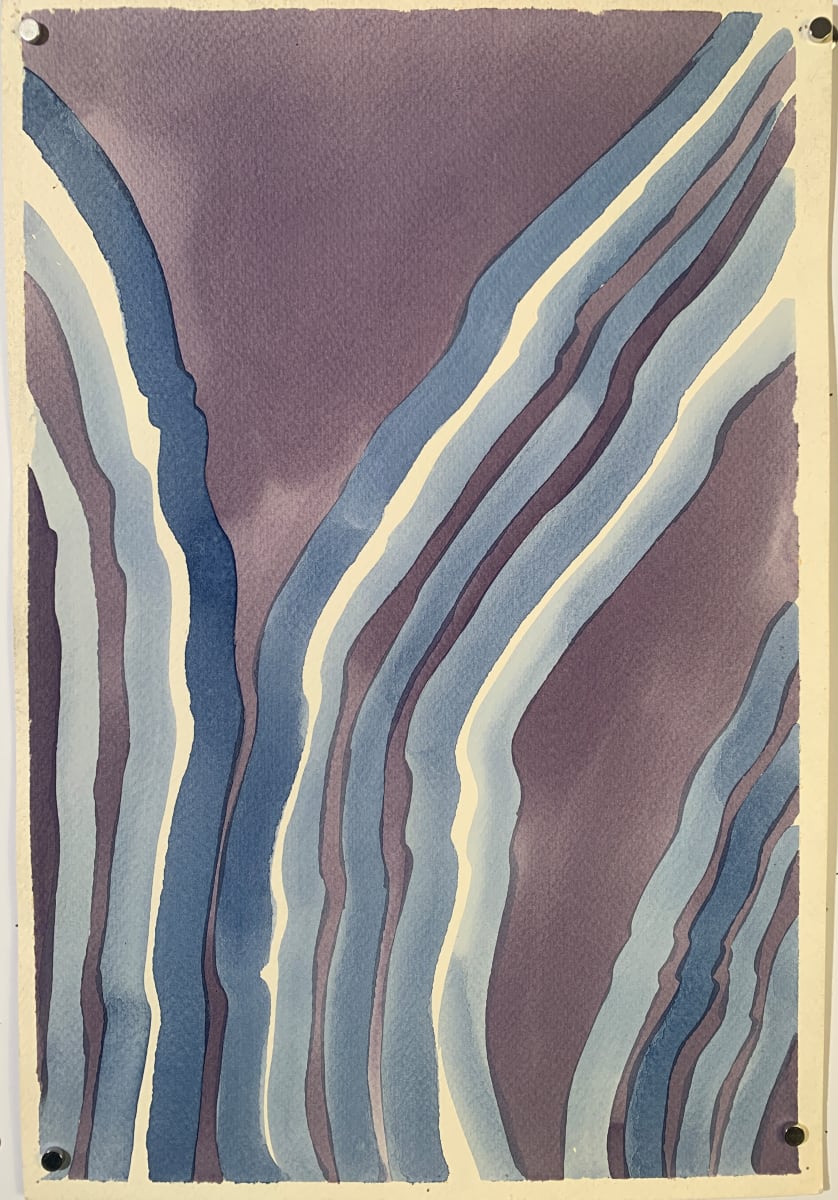 1960s "Blue River" Original Abstract Painting NYC Artist by Edith  Isaac-Rose 