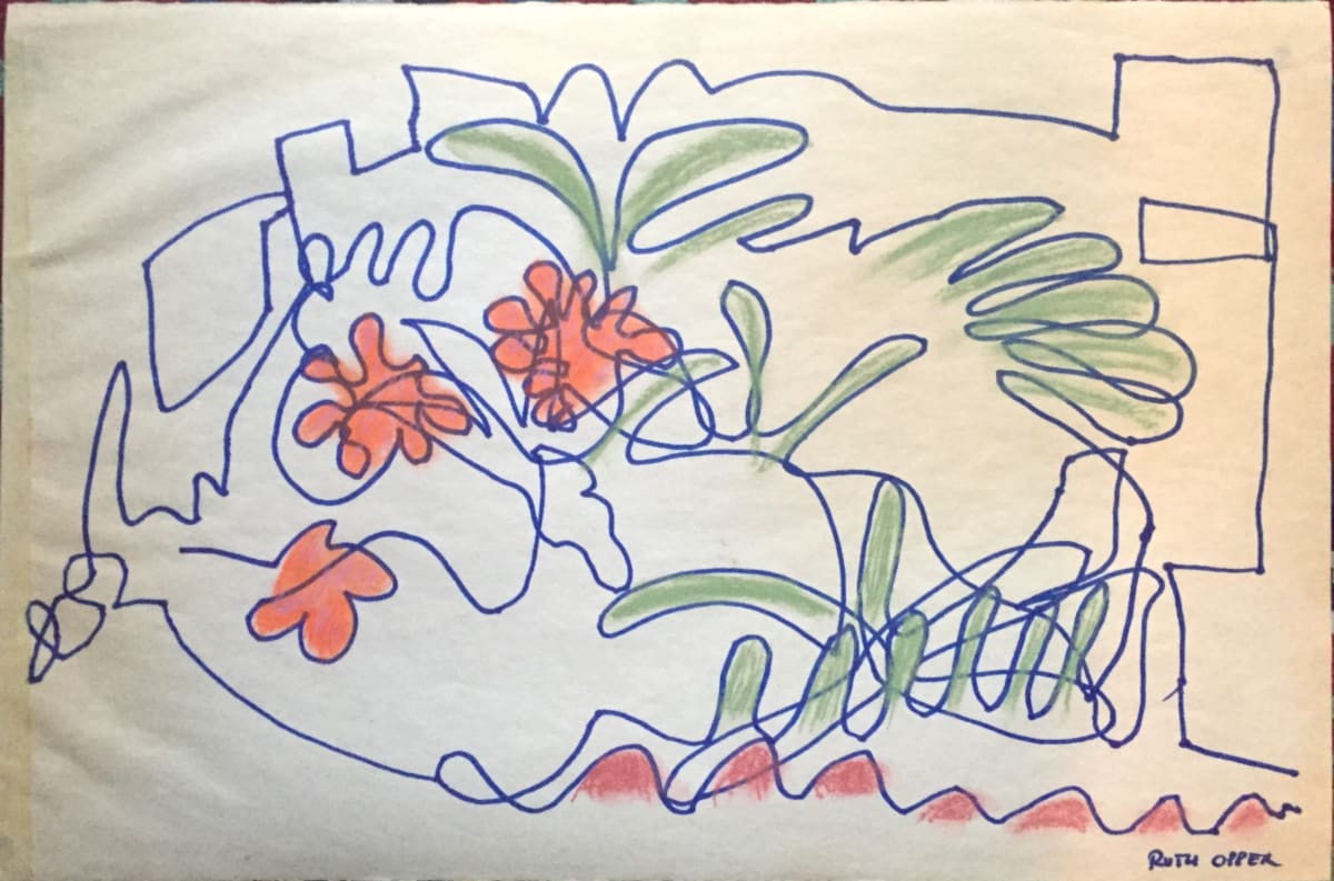 Abstract Expressionism Countour Drawing 1 1950s by Jerry & Ruth Opper Estate 
