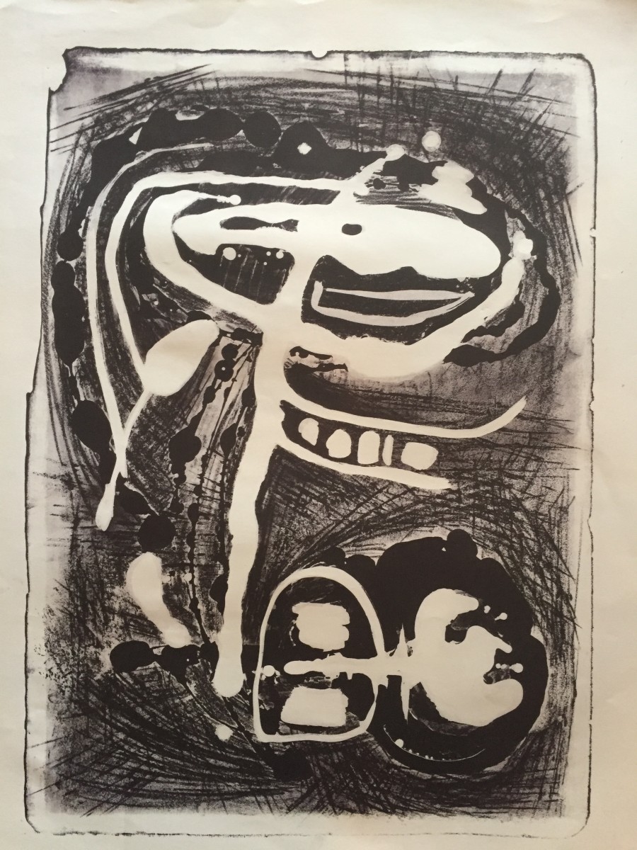 Jerry Opper Abstract Stone Litho by Jerry & Ruth Opper Estate 