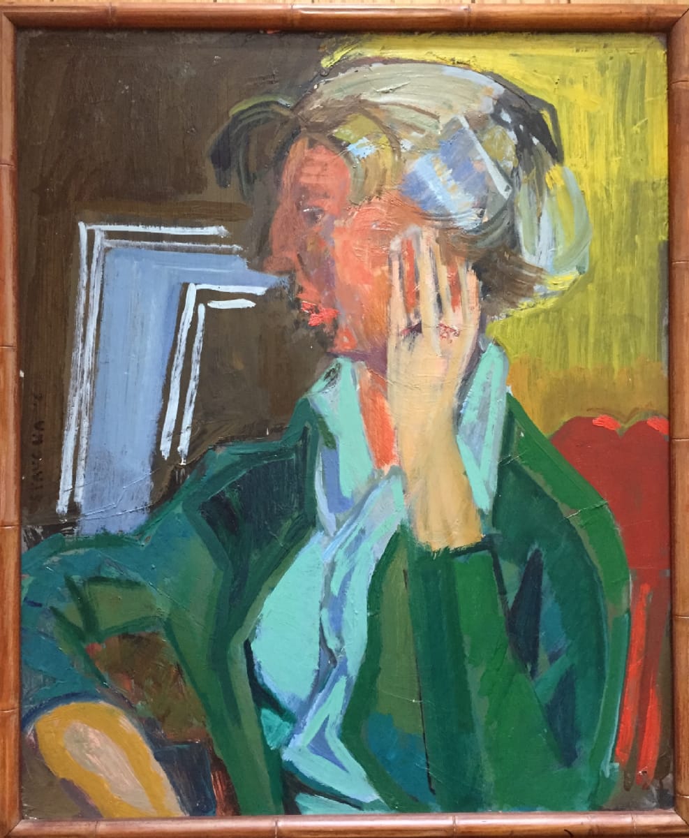 Mid Century Signed Stavoka Vintage Oil Figurative by Stavoka 