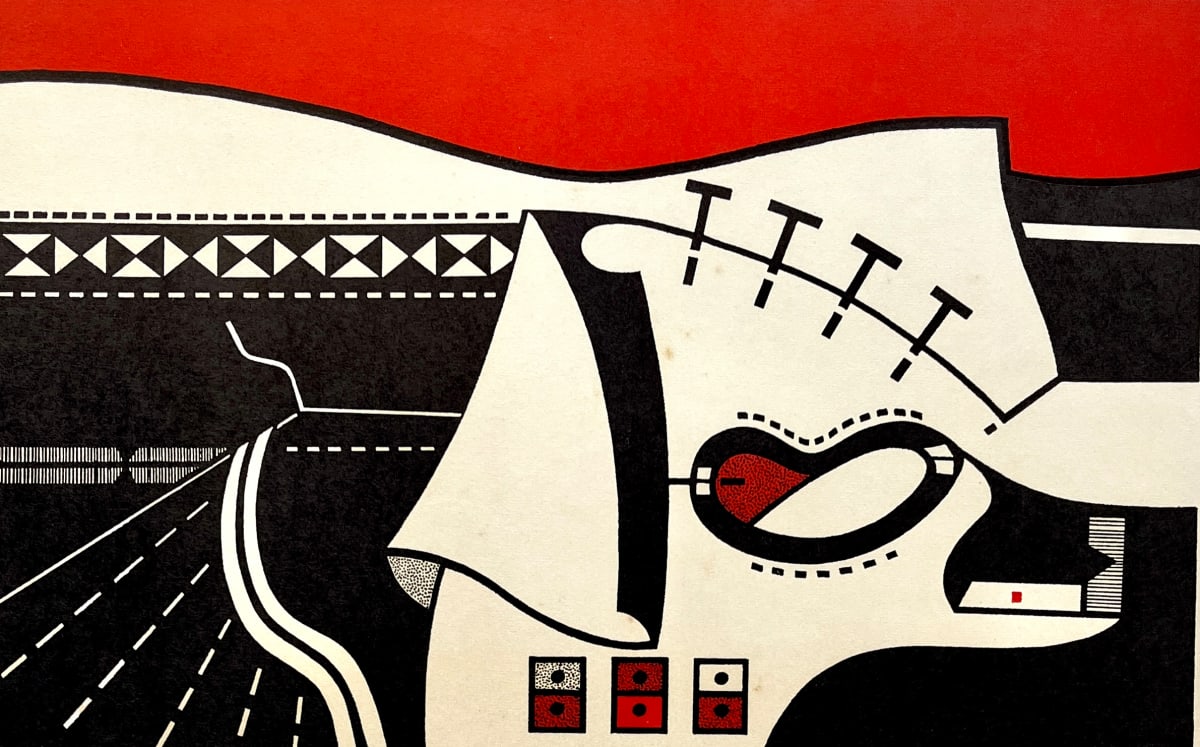 1965 "Broadside Cut" Abstract Lithograph Darrell Forney (1933-2001) by Darrell Forney, Image 1.