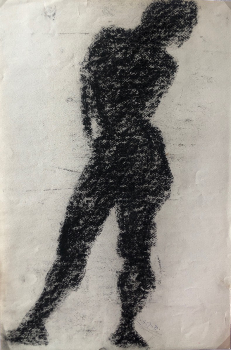 Charcoal Female Silhouette by Frank J Bette 