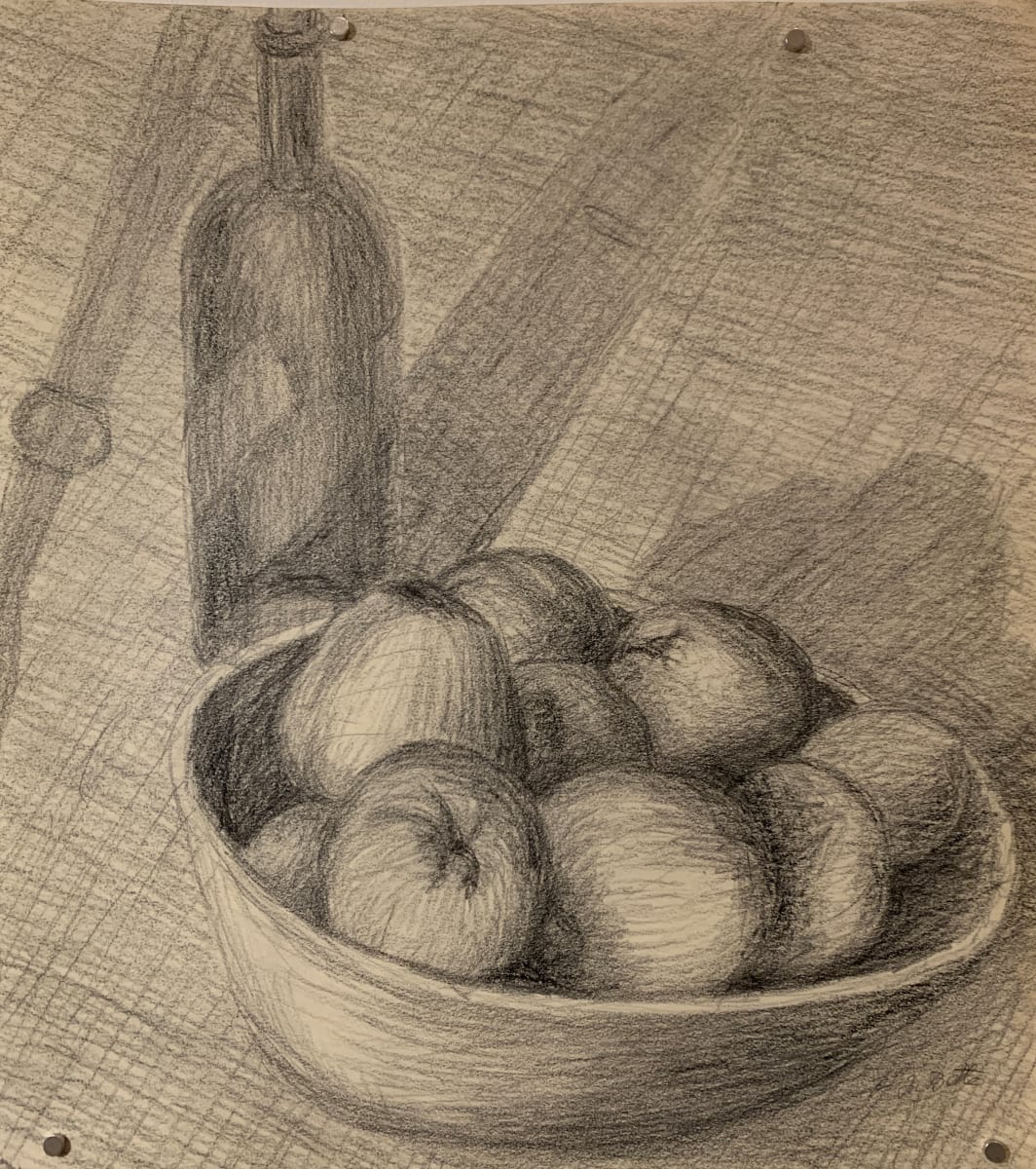 Crosshatch Drawing Still of Apples by Frank J Bette 