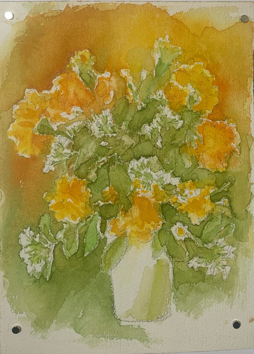 "Yellow & Orange Floral 7" by Unknown, Image 1.