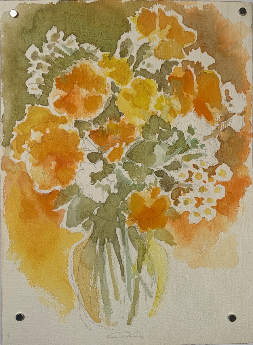 "Yellow & Orange Floral 8" by Unknown, Image 1.