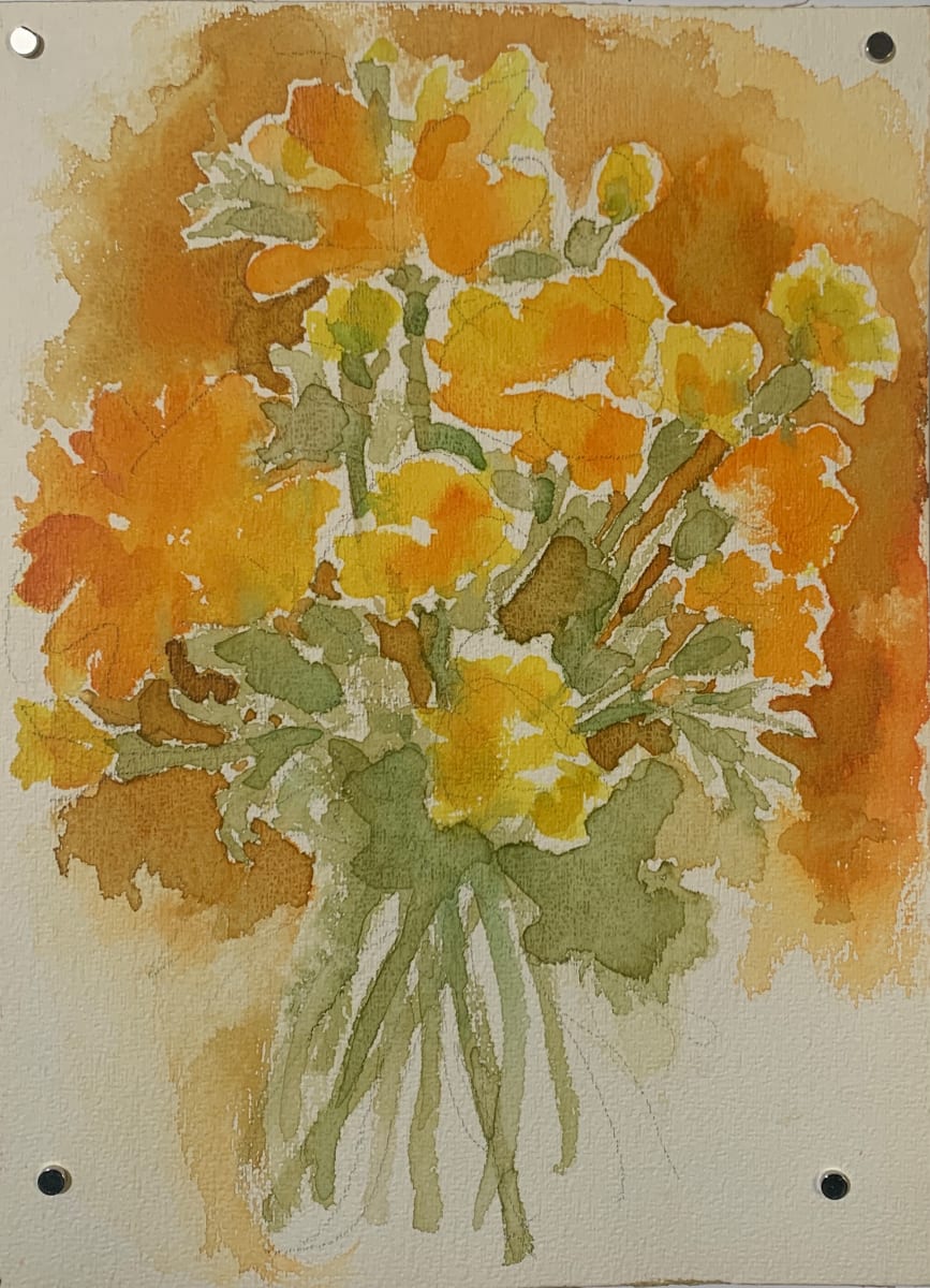 "Yellow & Orange Floral 9" by Unknown, Image 1.