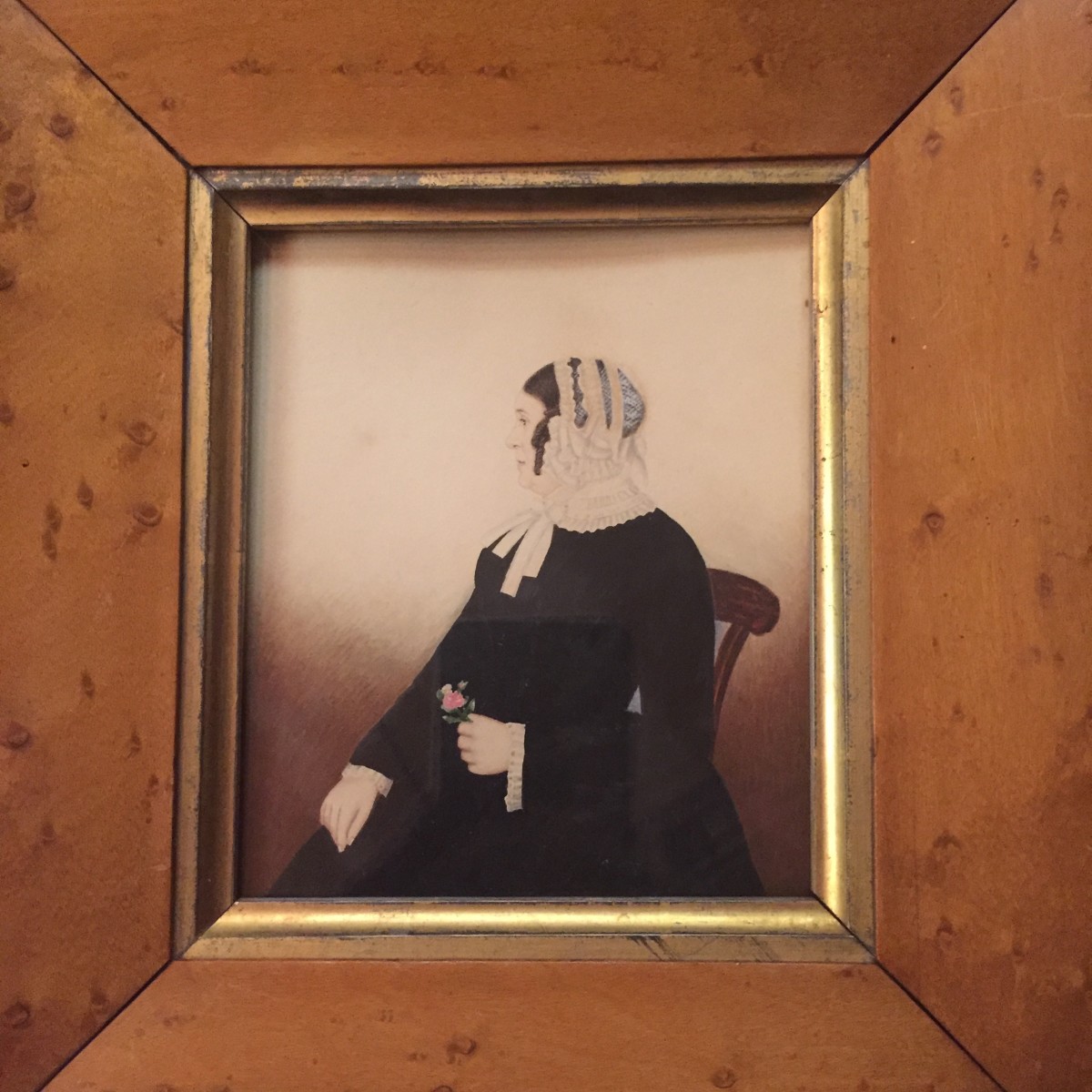 Woman With Blue Bonnet by Unidentifiable Signature 