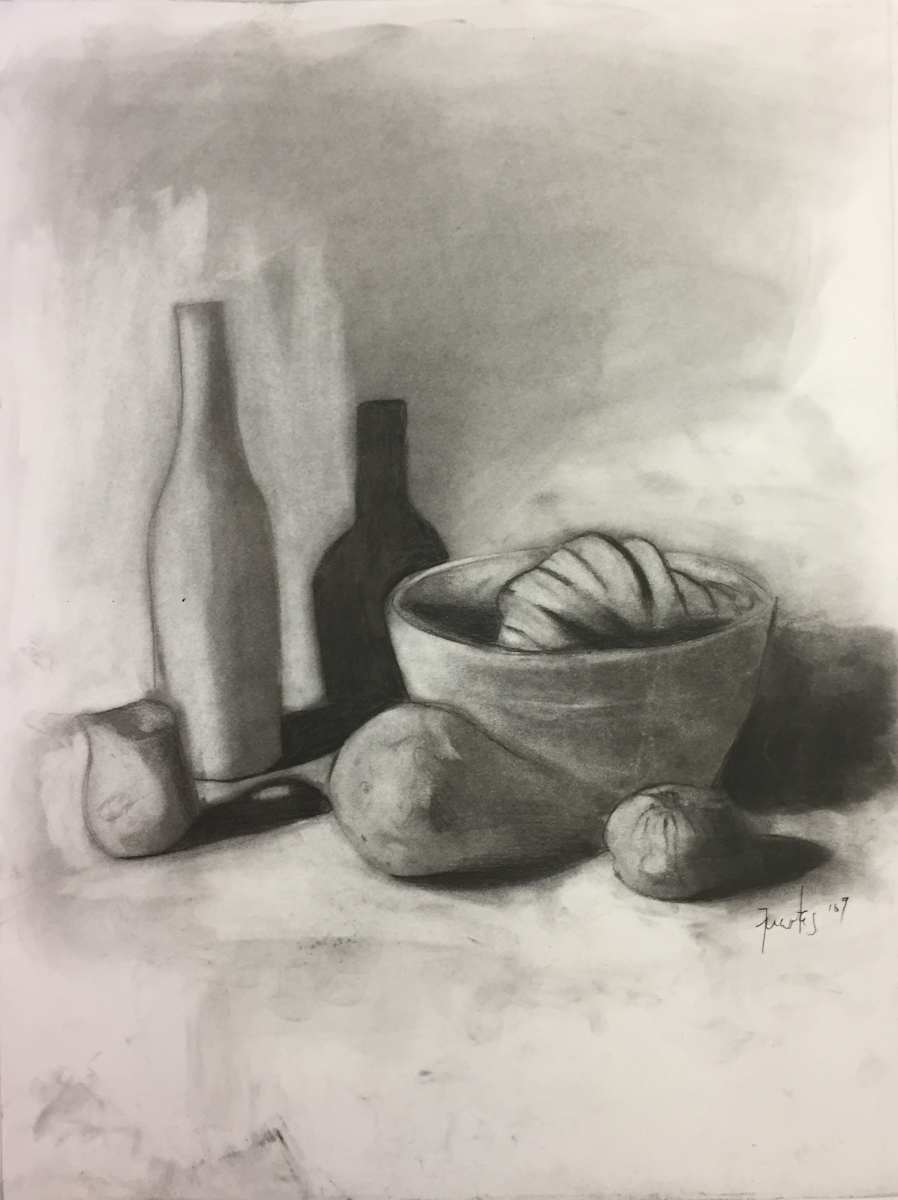 Bottle & Pear Still Life by Freitas 