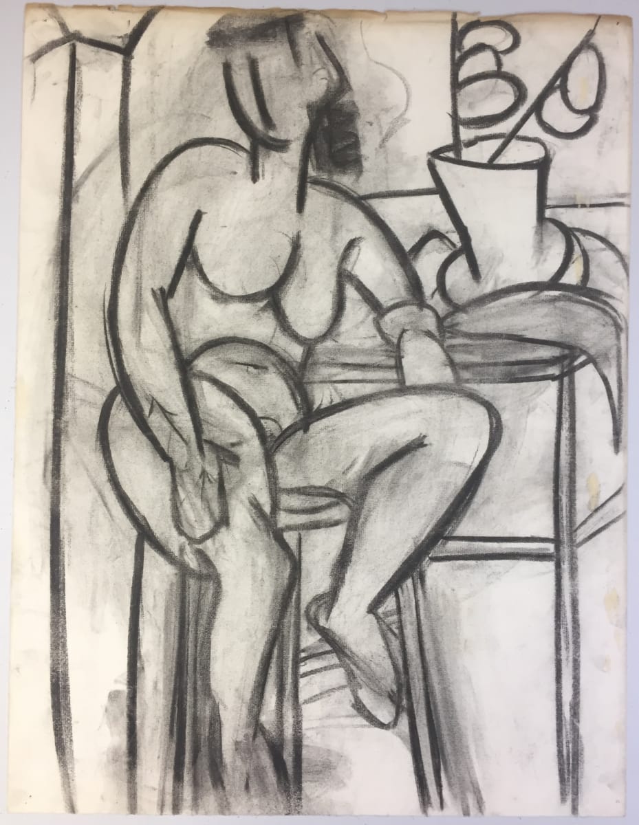 1950's Charcoal Female Nude Study Henry Woon by Henry Woon 
