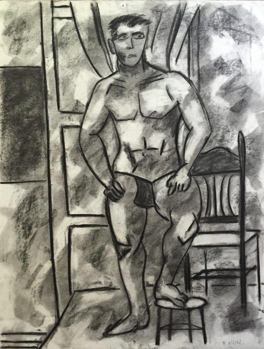 Charcoal Standing Man by Henry Woon 