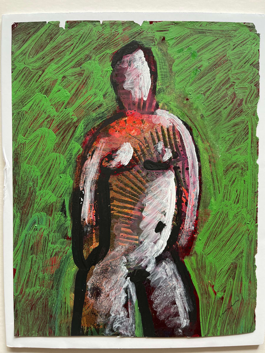 "Green Nude 2" 1980s Jack Hooper Painting by Jack Hooper 