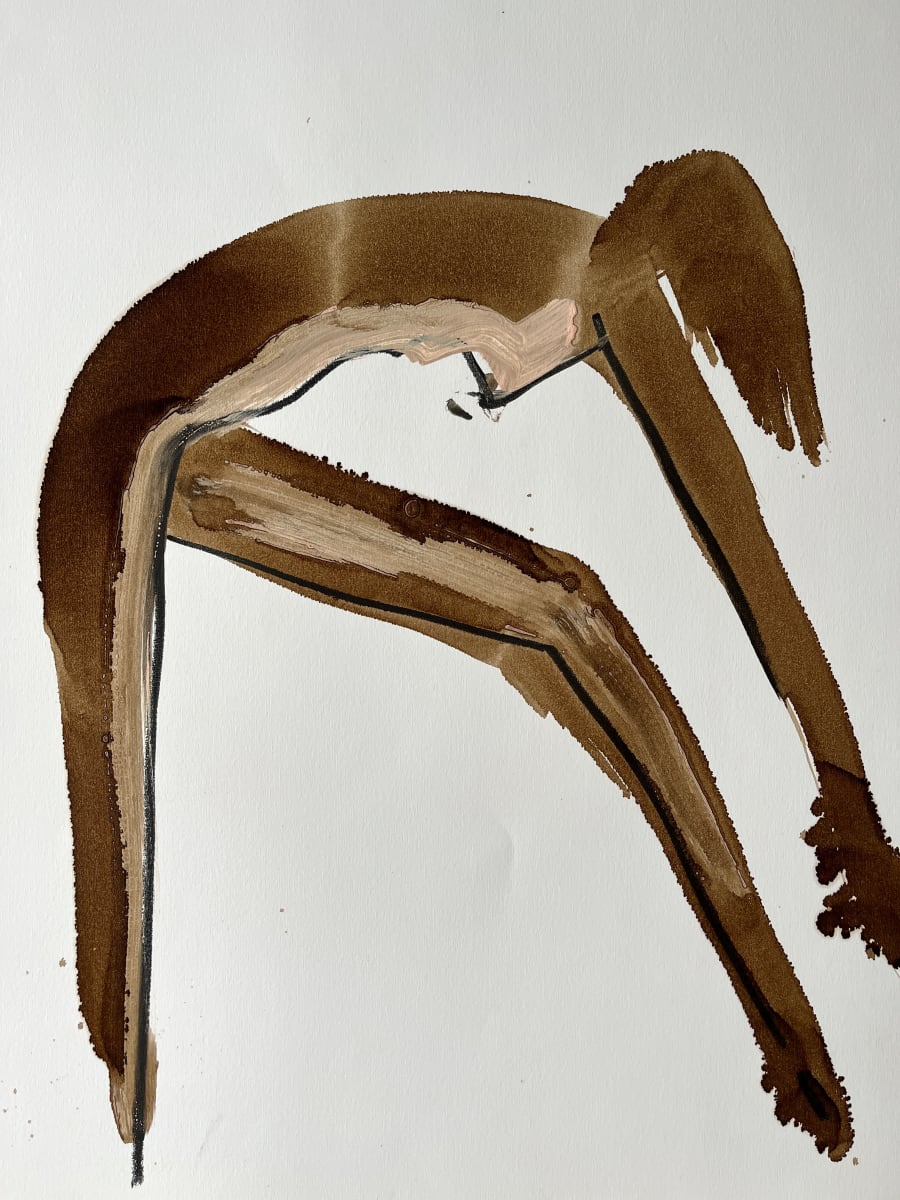 "Side Stretch Nude" 1984 Figure Gouache and Pastel American Modernist Jack Hooper by Jack Hooper 