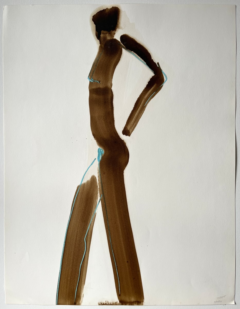 "Nude with Turquoise 3" 1984 Figure Gouache and Pastel American Modernist Jack Hooper by Jack Hooper 