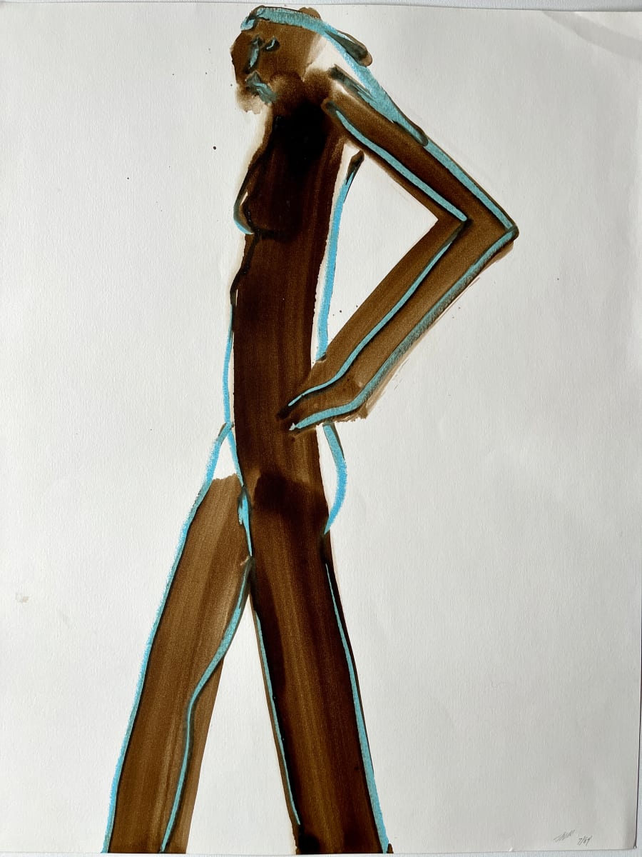 "Nude with Turquoise 6" 1984 Figure Gouache and Pastel American Modernist Jack Hooper by Jack Hooper 