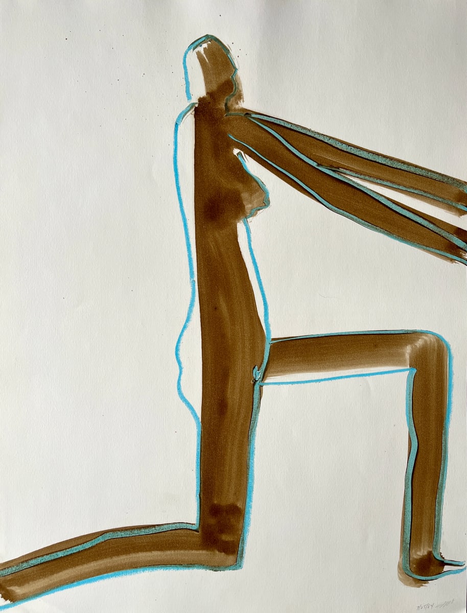 "Nude with Turquoise 8" 1984 Figure Gouache and Pastel American Modernist Jack Hooper by Jack Hooper 
