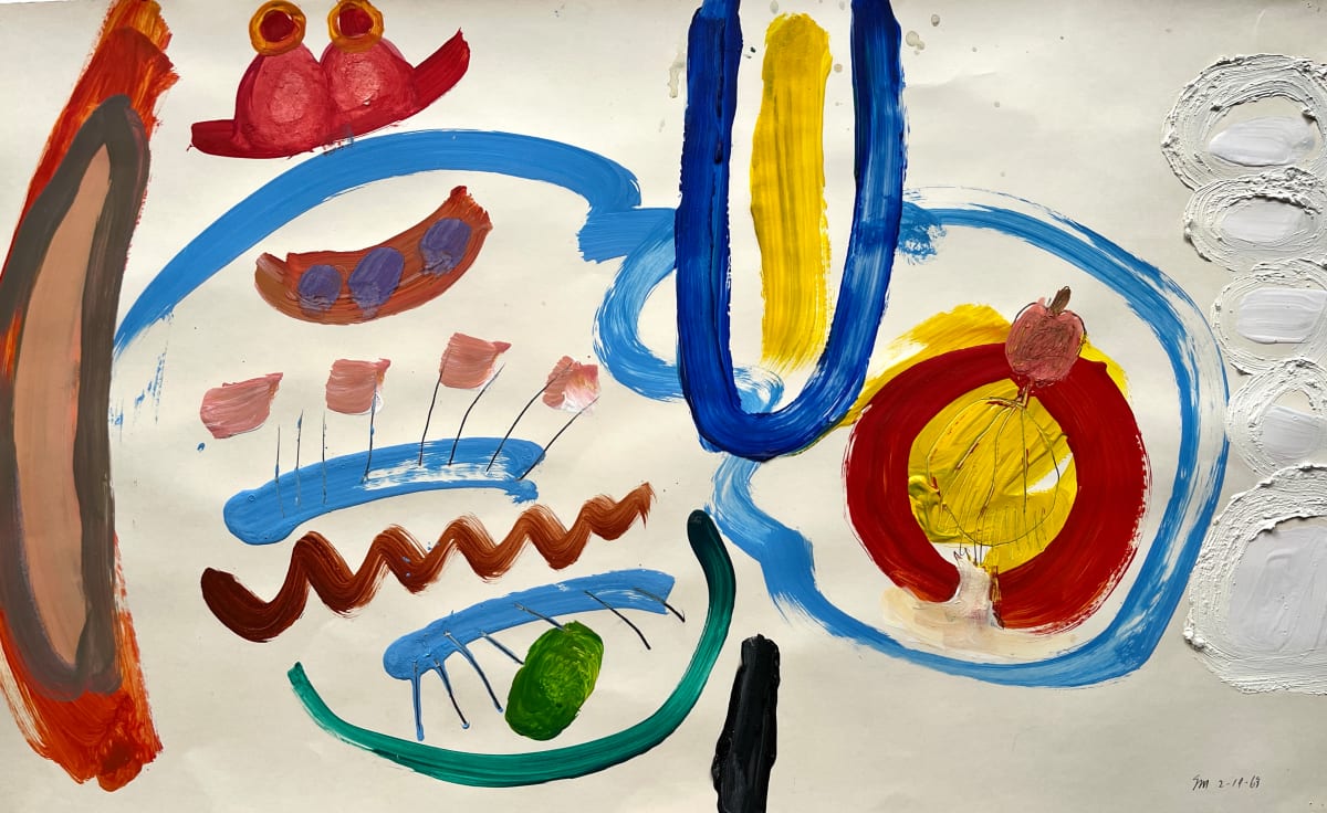 "Flowers and Bugs" Abstract Painting 1963 CA Female Artist by Selma Moskowitz, Image 7.