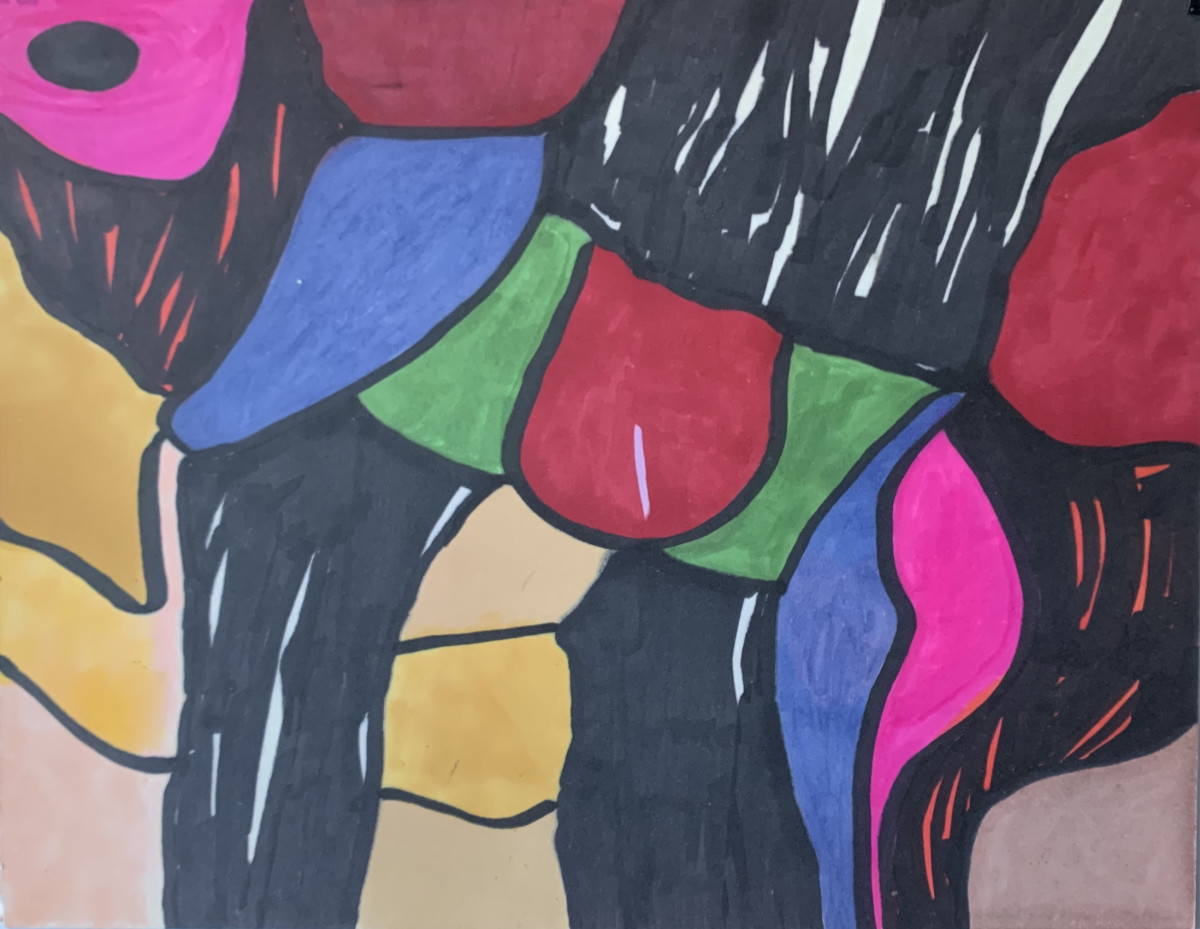 "Abstract Pink and Black" by John Peters 