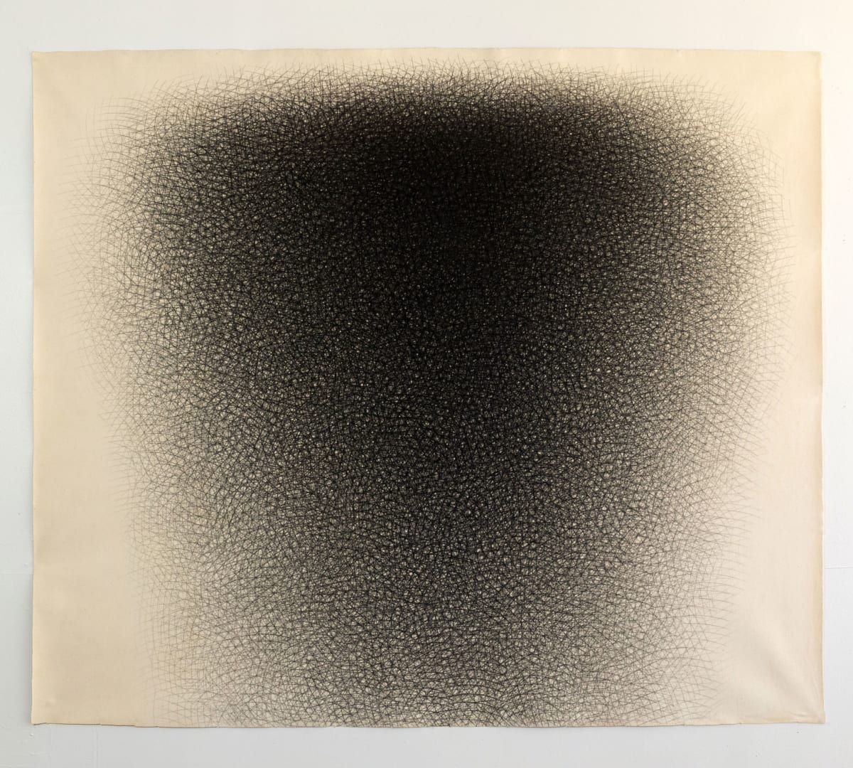 "T-Blur" Charcoal Cross-Hatch Drawing on Canvas 1977 Jack Scott by Jack Scott, Image 9.