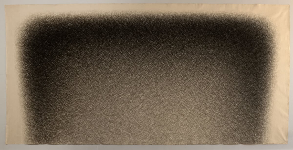 "Light Black Blur #2" Charcoal Cross-Hatch Drawing on Canvas 1978 by Jack Scott, Image 7.
