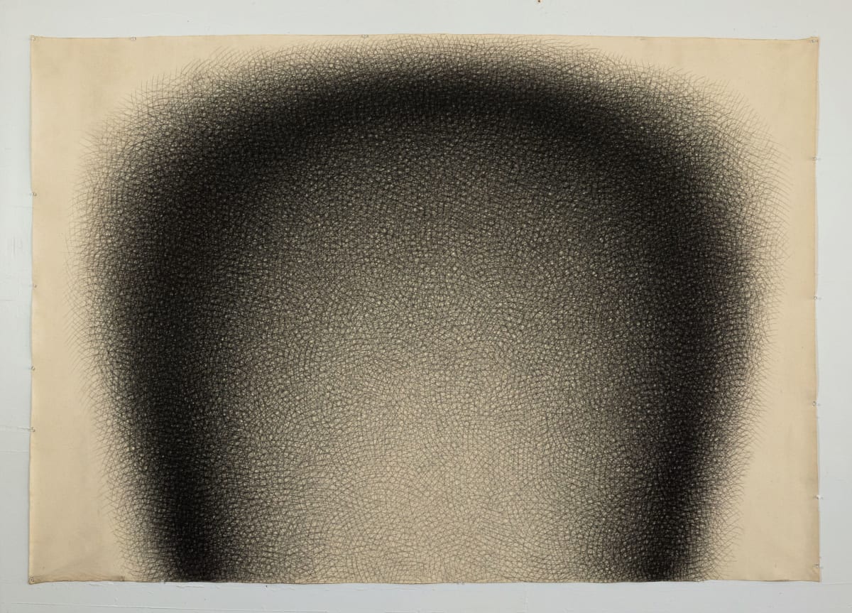 "Clear Lobe" Charcoal Cross-Hatch Drawing on Canvas 1977 Jack Scott by Jack Scott, Image 10.