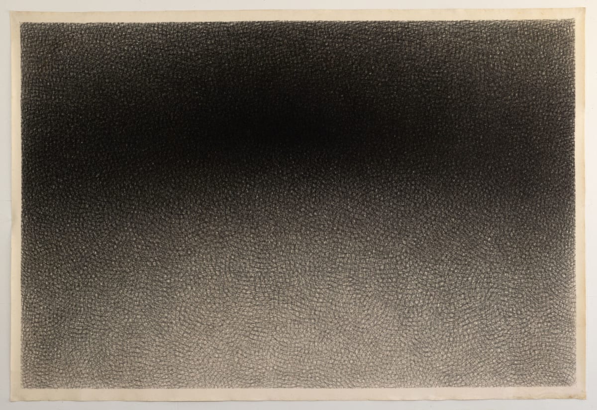 "Black Arc, High Arc" Charcoal Cross-Hatch Drawing on Canvas by Jack Scott, Image 14.