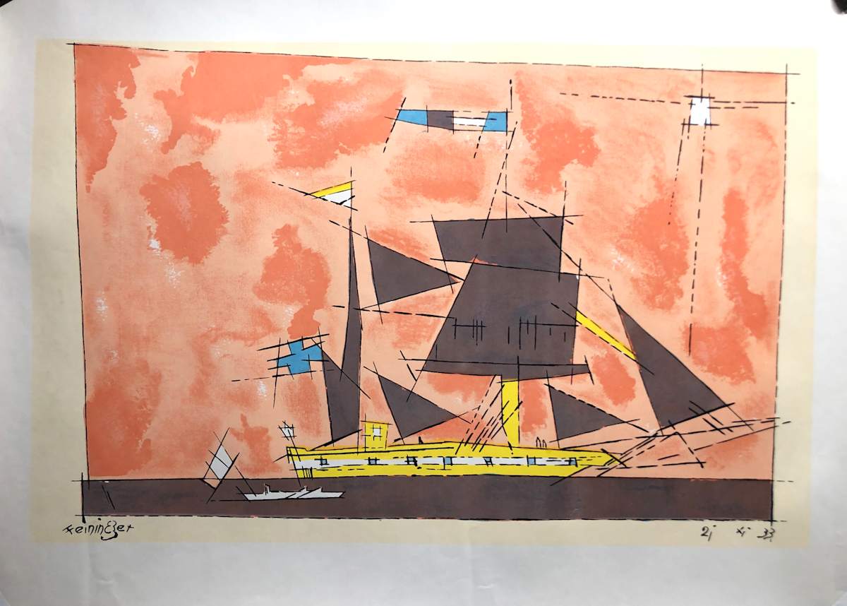 Big Ship Orange by Lyonel Feininger 