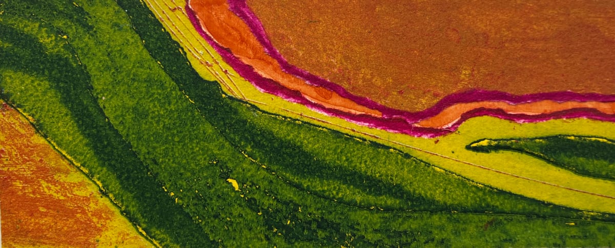 1960s "Brightscape" Green, Pink, Yellow Collage Intaglio Etching NY Artist Myril Adler by Myril Adler, Image 8.