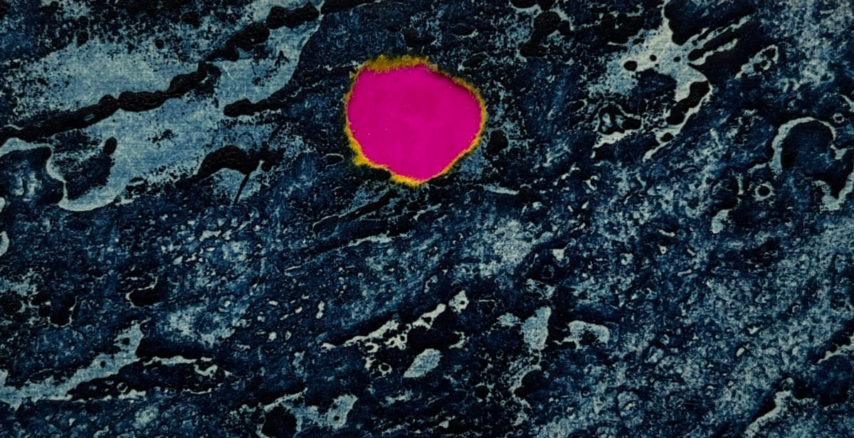 1960s Blue & Pink  Collage Intaglio Etching NY Artist Myril Adler by Myril Adler, Image 8.
