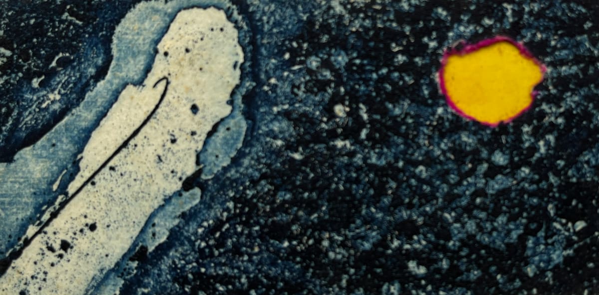 1960s Blue & Yellow Collage Intaglio Etching NY Artist Myril Adler by Myril Adler, Image 5.
