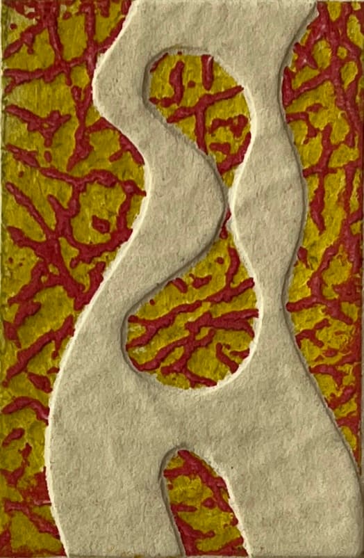 1960s Figurative in Red and Yellow Collagraph NY Artist Myril Adler by Myril Adler, Image 4.