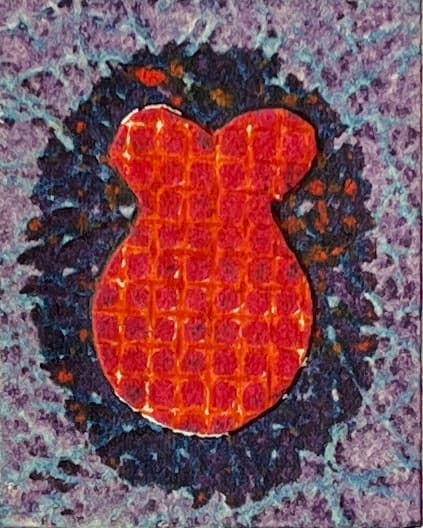 1960s Red with Purple Collagraph NY Artist Myril Adler by Myril Adler, Image 8.