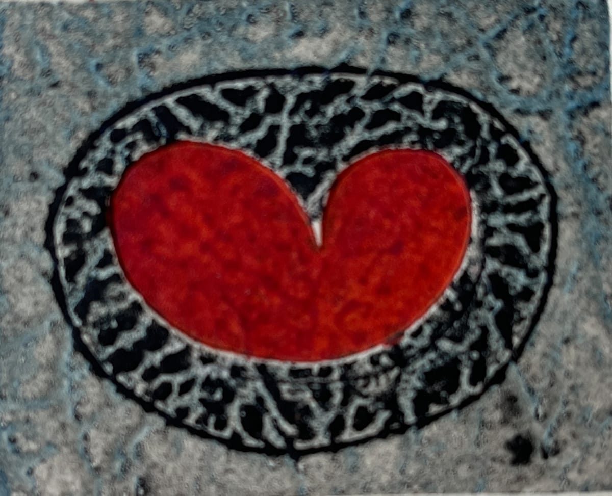 1960s "Bud" Abstract Black and Red Collagraph NY Artist Myril Adler by Myril Adler 