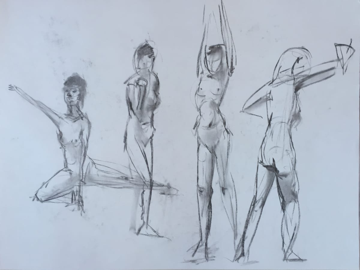 4 Female Nudes Charcoal Drawing 12, Image 1.