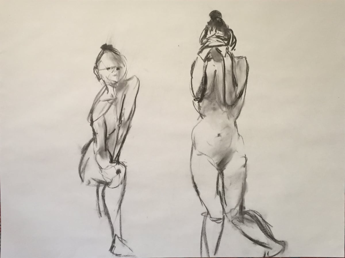 Female Nude Charcoal Drawing 13 by Unsigned 