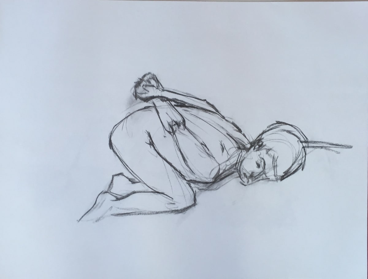 Female Nude Charcoal Drawing 16 by Unsigned 