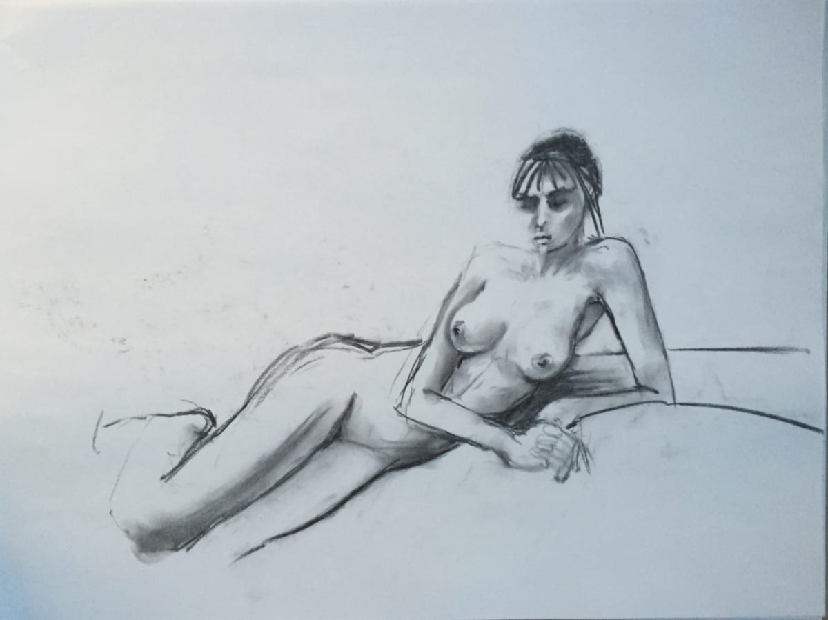 Female Nude Charcoal Drawing 7 by Unsigned 