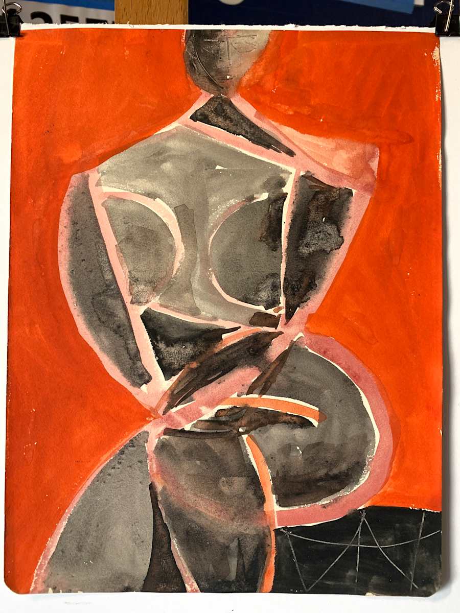"Orange and Black Cubist Figure" by Ralph  Dubin, Image 1.