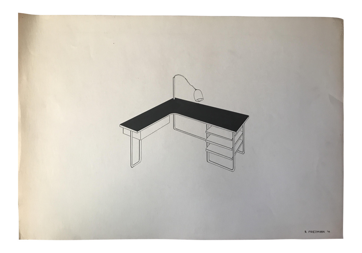 Modern Desk Drawing by Jerry & Ruth Opper Estate 
