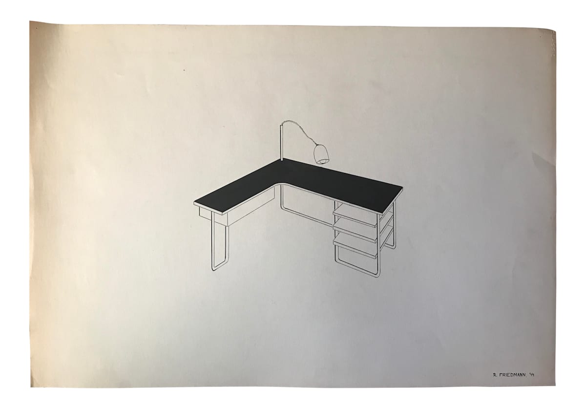 Modern Desk Drawing by Jerry & Ruth Opper Estate, Image 3.
