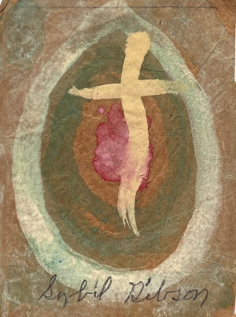 1970s "Cross" Watercolor Painting Sybil Gibson by Sybil Gibson, Image 2.