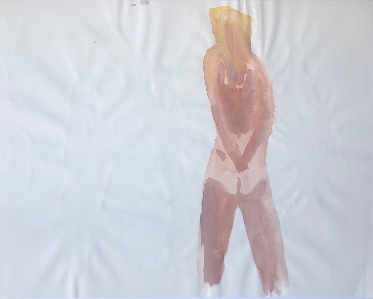 1970s Female Nude Watercolor "Hands Behind Back" by Thelma Corbin Moody, Image 1.