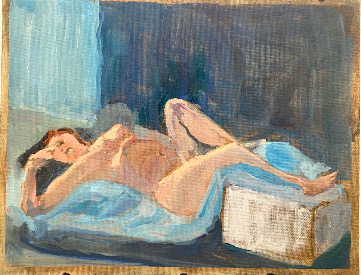 "Laying with Blue Blanket" by Tamara Gordon, Image 1.