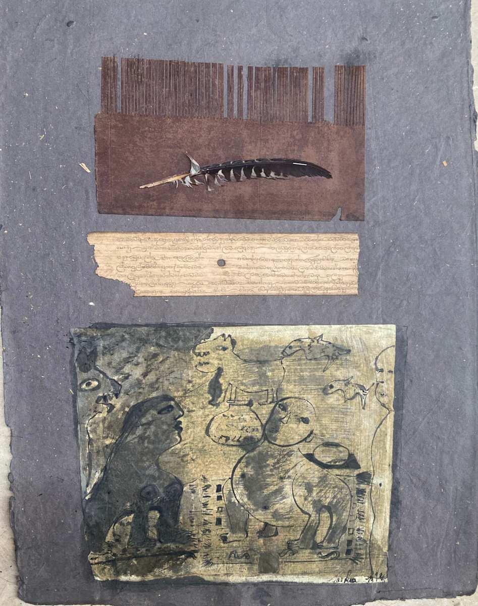 Feather and ayurvedic medicine scripture by saskia pintelon, Image 1.
