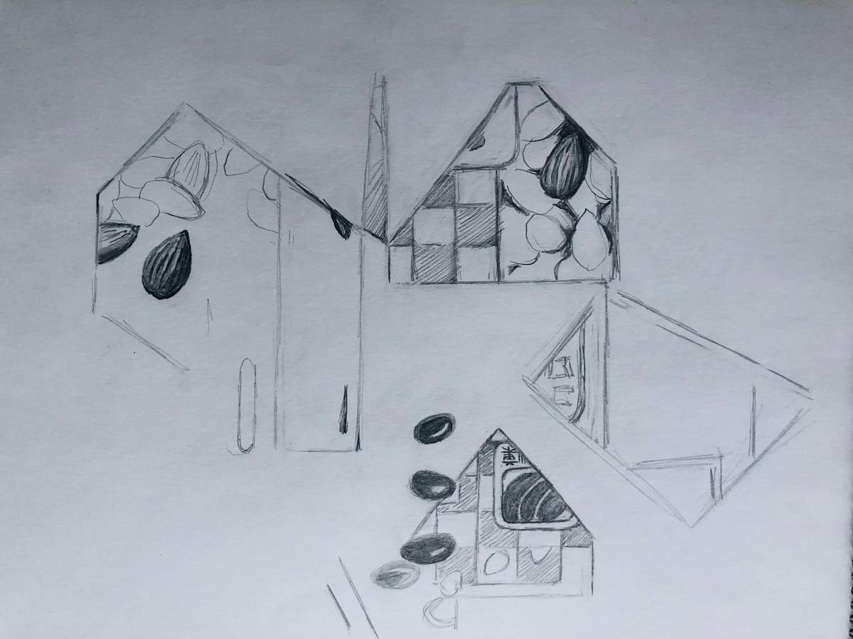 Kyoto Drawing: Almonds and Black Beans by Marianne Wilson 