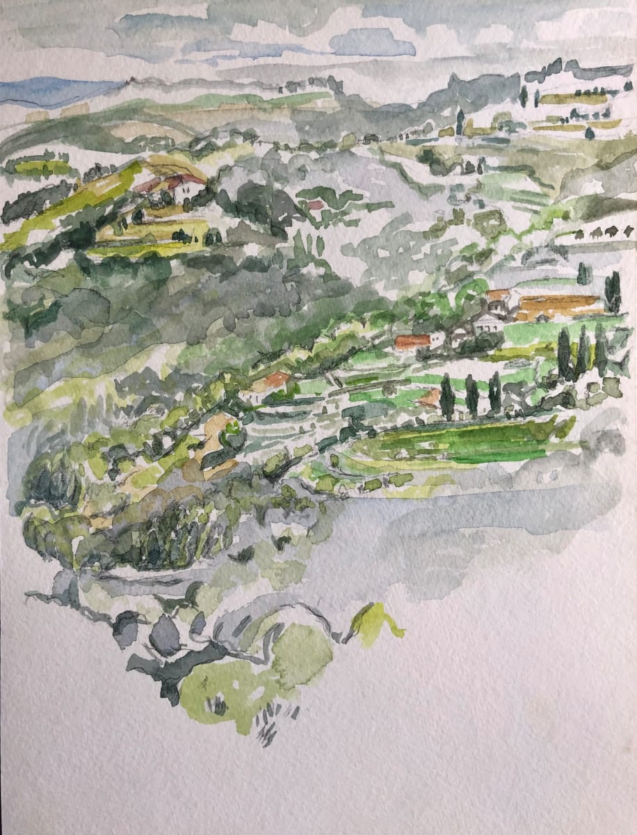 Watercolor: Les Tapies Landscape Study, France by Marianne Wilson 