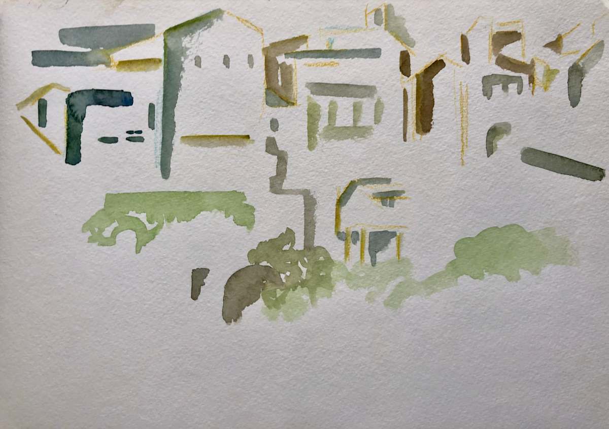 Watercolor: France Landscape by Marianne Wilson 