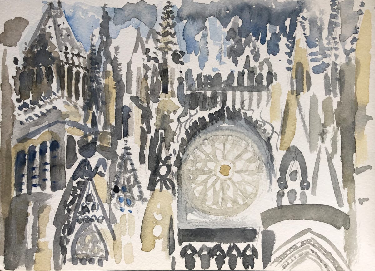 Watercolor: Study of Rouen Cathedral from Monet's studio by Marianne Wilson 