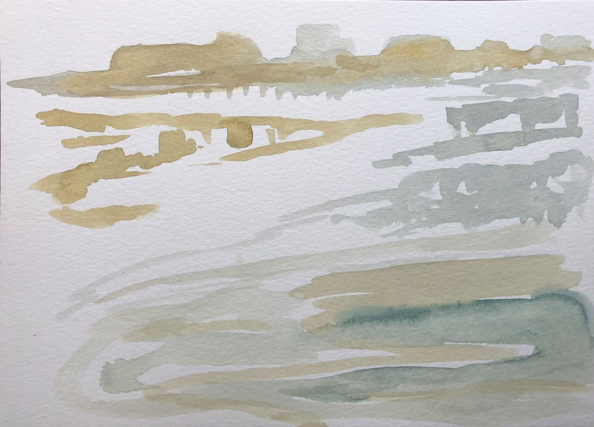 Watercolor: Bahrain Landscape: Qal'at Al- Bahrain by Marianne Wilson 