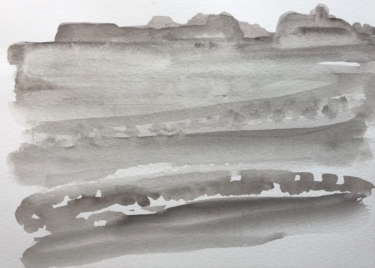 Watercolor: Bahrain Landscape: Qal'at Al-Bahrain by Marianne Wilson Studio 