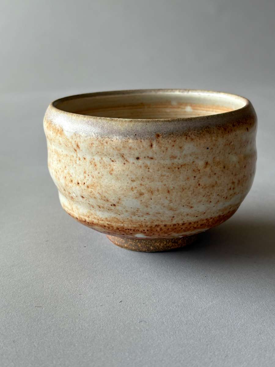 Ceramic Teabowl, Wood Fired Shino #6-12/24 firing by Marianne Wilson Studio 